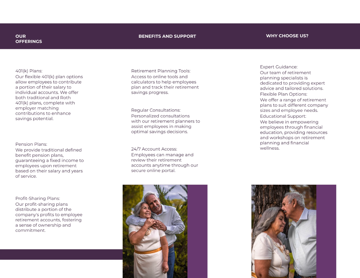 Free Retirement Savings Plan Brochure Template to Edit Online