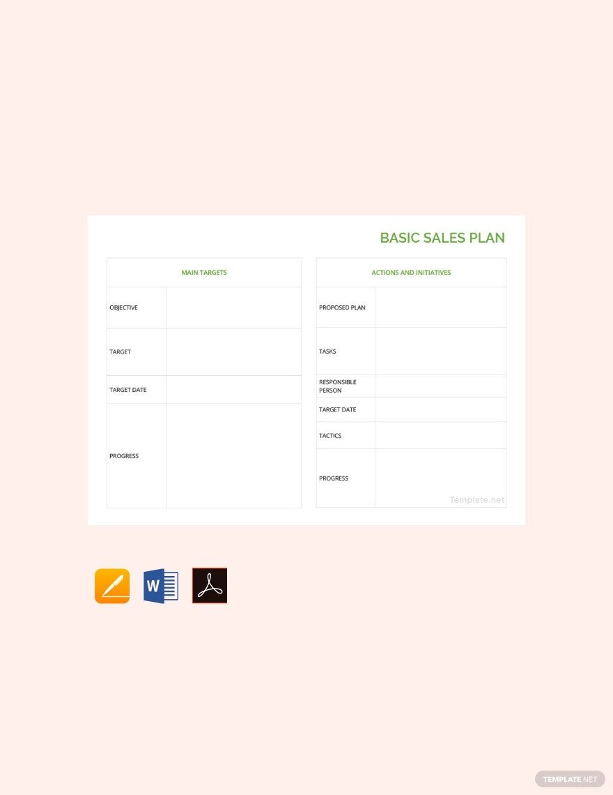 Basic Sales Plan Template in Pages, Word, Google Docs, PDF - Download | Template.net