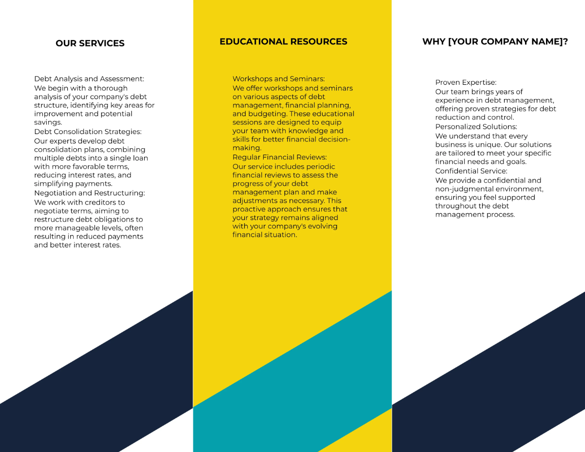 Free Debt Management Solutions Brochure Template to Edit Online
