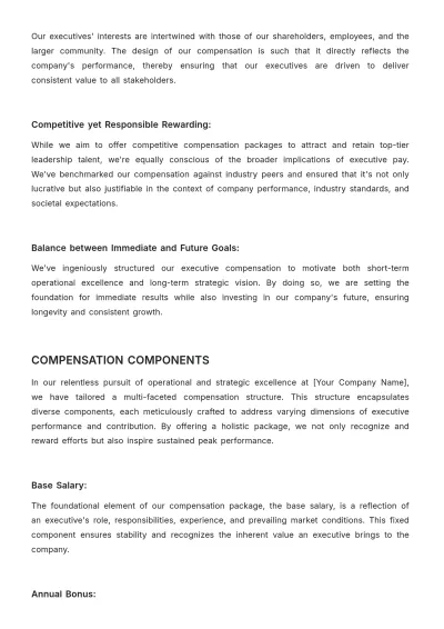 Free Executive Compensation Disclosure Document HR Template to Edit Online
