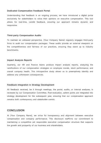 Free Executive Compensation Disclosure Document HR Template to Edit Online