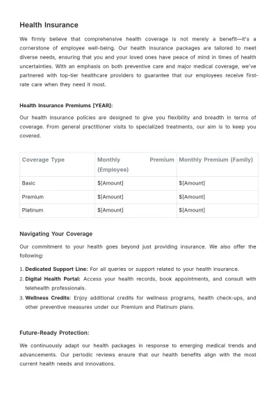 Free Health and Wellness Benefits Guidebook HR Template to Edit Online