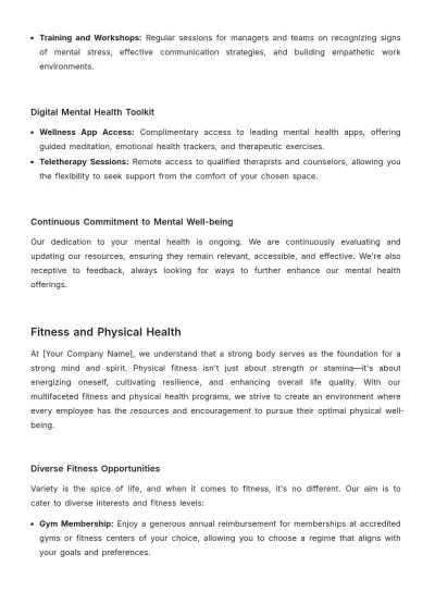 Free Health and Wellness Benefits Guidebook HR Template to Edit Online