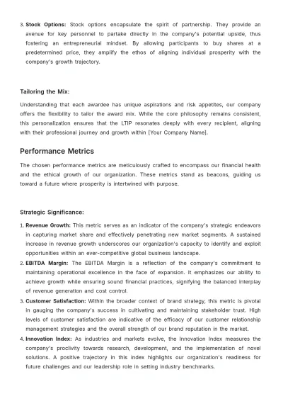 Free Long-Term Incentive Plan Description HR Template to Edit Online