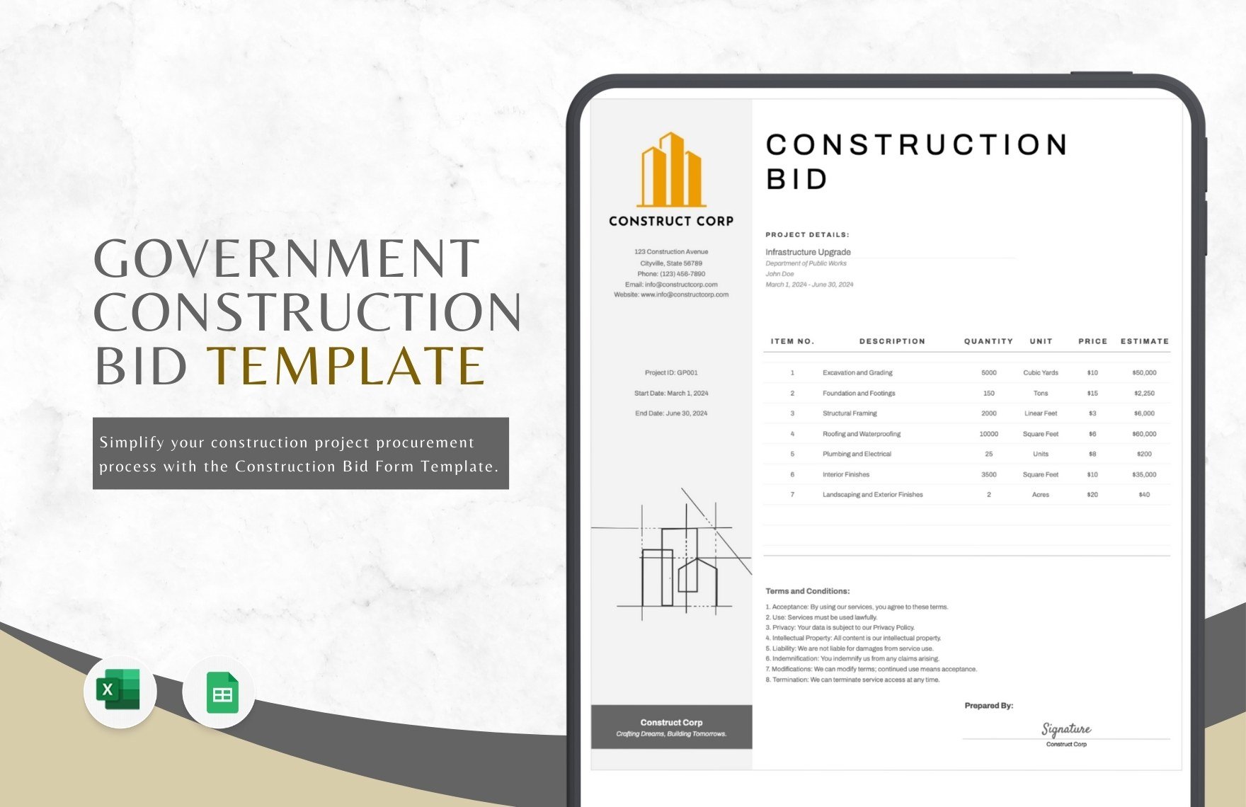 Government Construction Bid Template