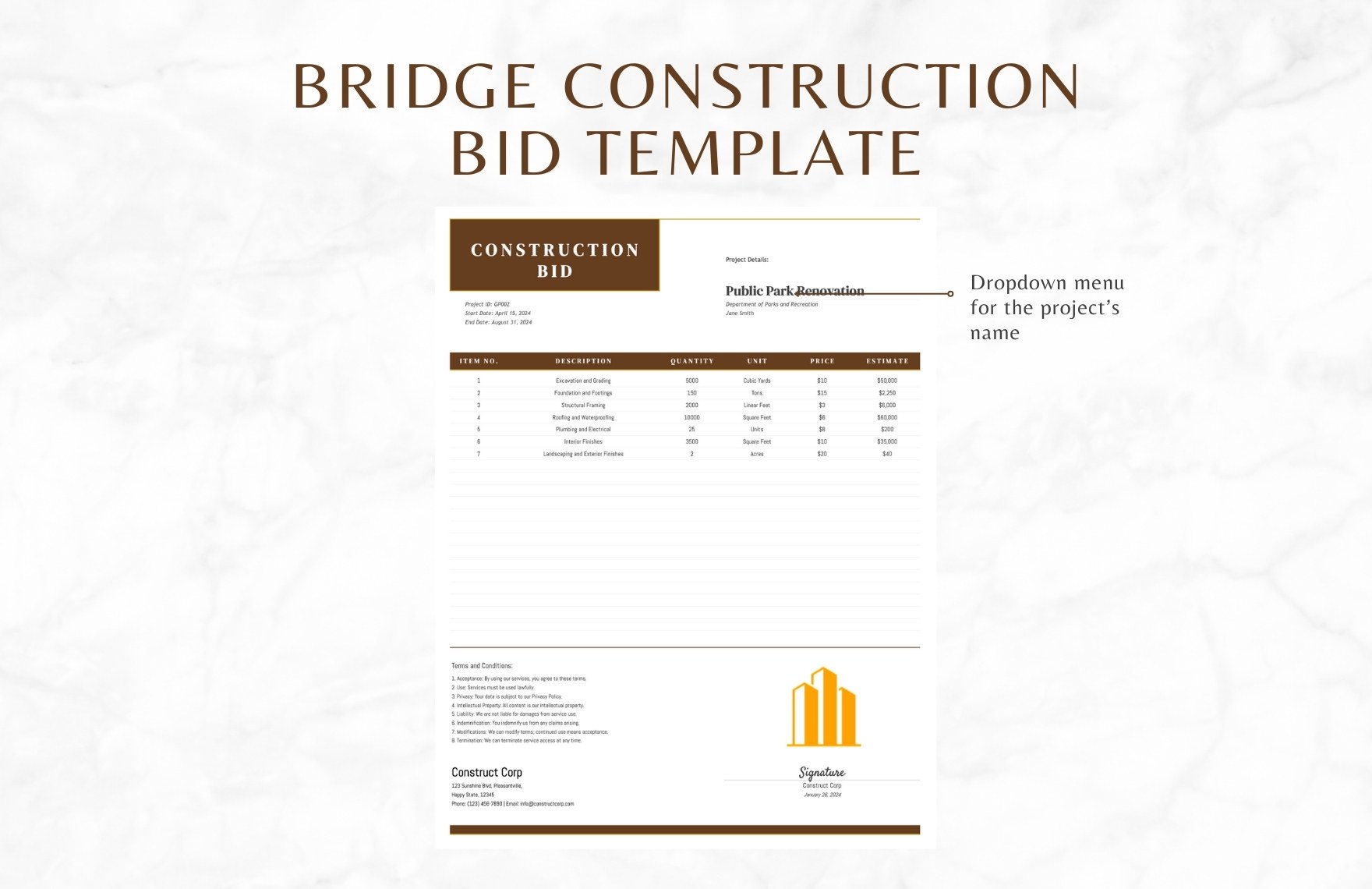 Bridge Construction Bid Template