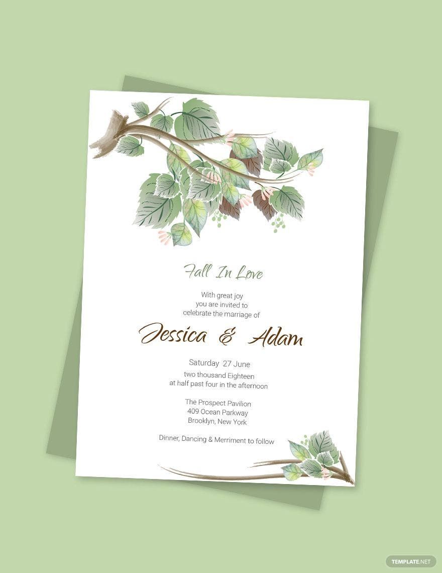 Fall Wedding Invitation Card Template
