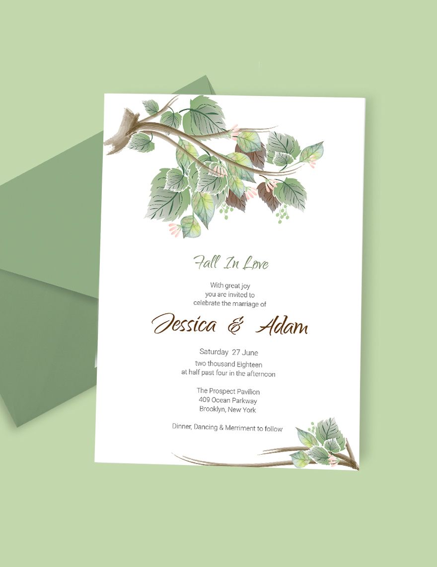 Fall Wedding Invitation Card Template