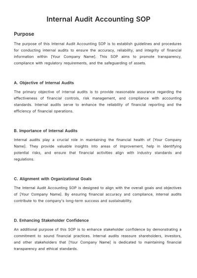 Free Internal Audit Accounting SOP Template to Edit Online