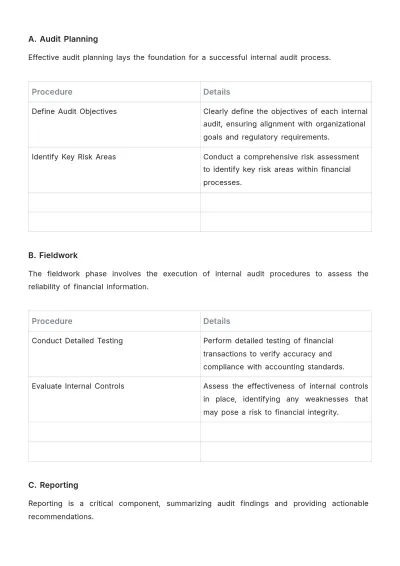 Free Internal Audit Accounting SOP Template to Edit Online