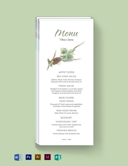 wedding menu card templates free download burgundy floral