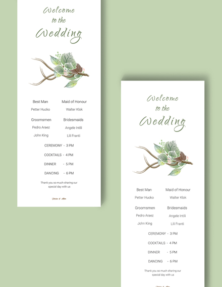 Free Fall Wedding Program Card Template to Edit Online