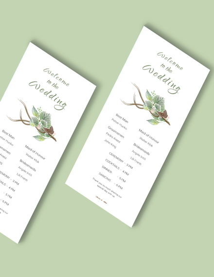 Free Fall Wedding Program Card Template to Edit Online