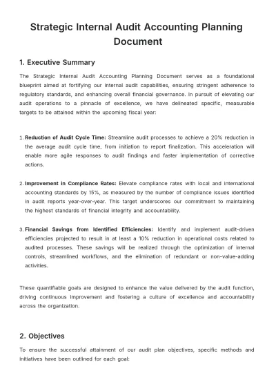 Free Strategic Internal Audit Accounting Planning Document Template to Edit Online