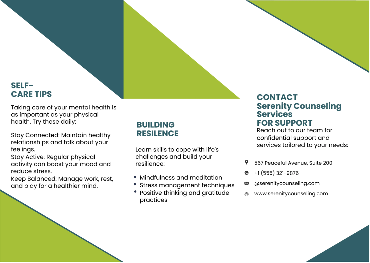 Free Mental Health Support Services Pamphlet Template to Edit Online