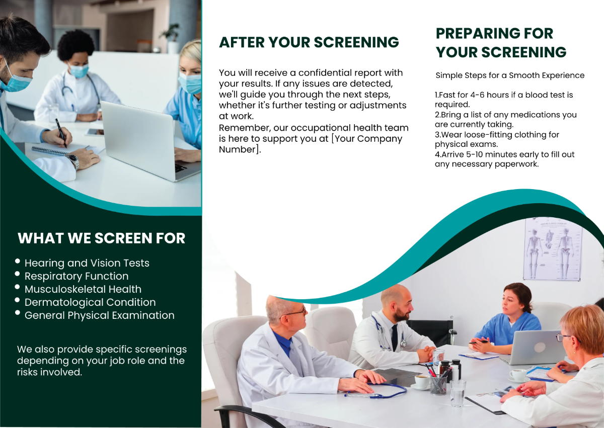 Free Occupational Health Screening Pamphlet Template to Edit Online