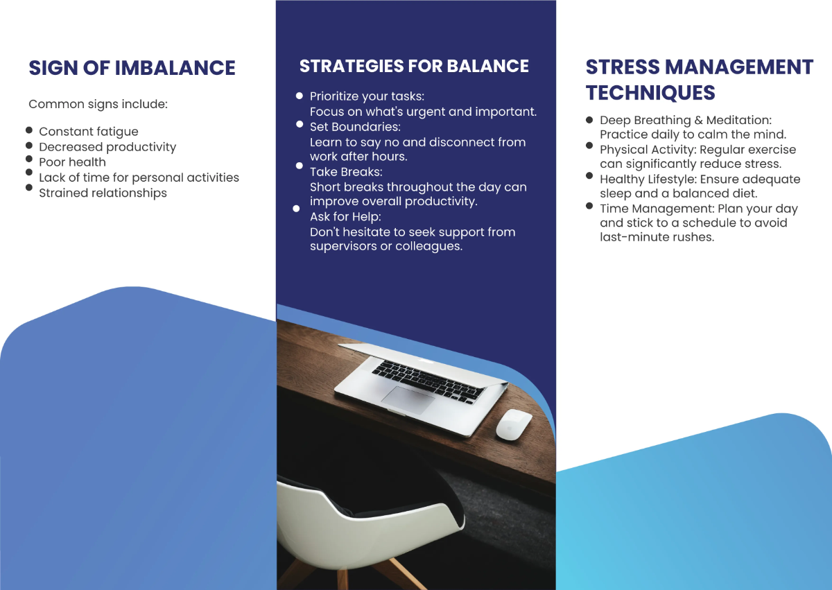 Free Work-Life Balance and Stress Management Pamphlet Template to Edit Online