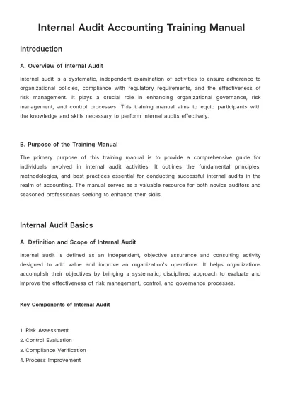 Free Internal Audit Accounting Training Manual Template to Edit Online