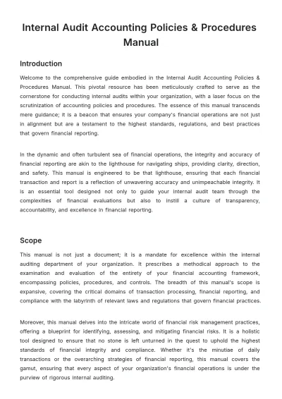 Free Internal Audit Accounting Policies & Procedures Manual Template to Edit Online
