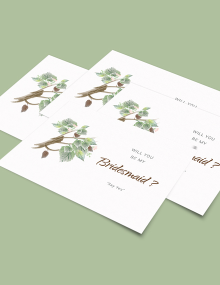 Free Fall Wedding Will You Be My Bridesmaid Card Template to Edit Online