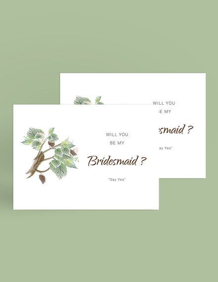 Free Fall Wedding Will You Be My Bridesmaid Card Template to Edit Online