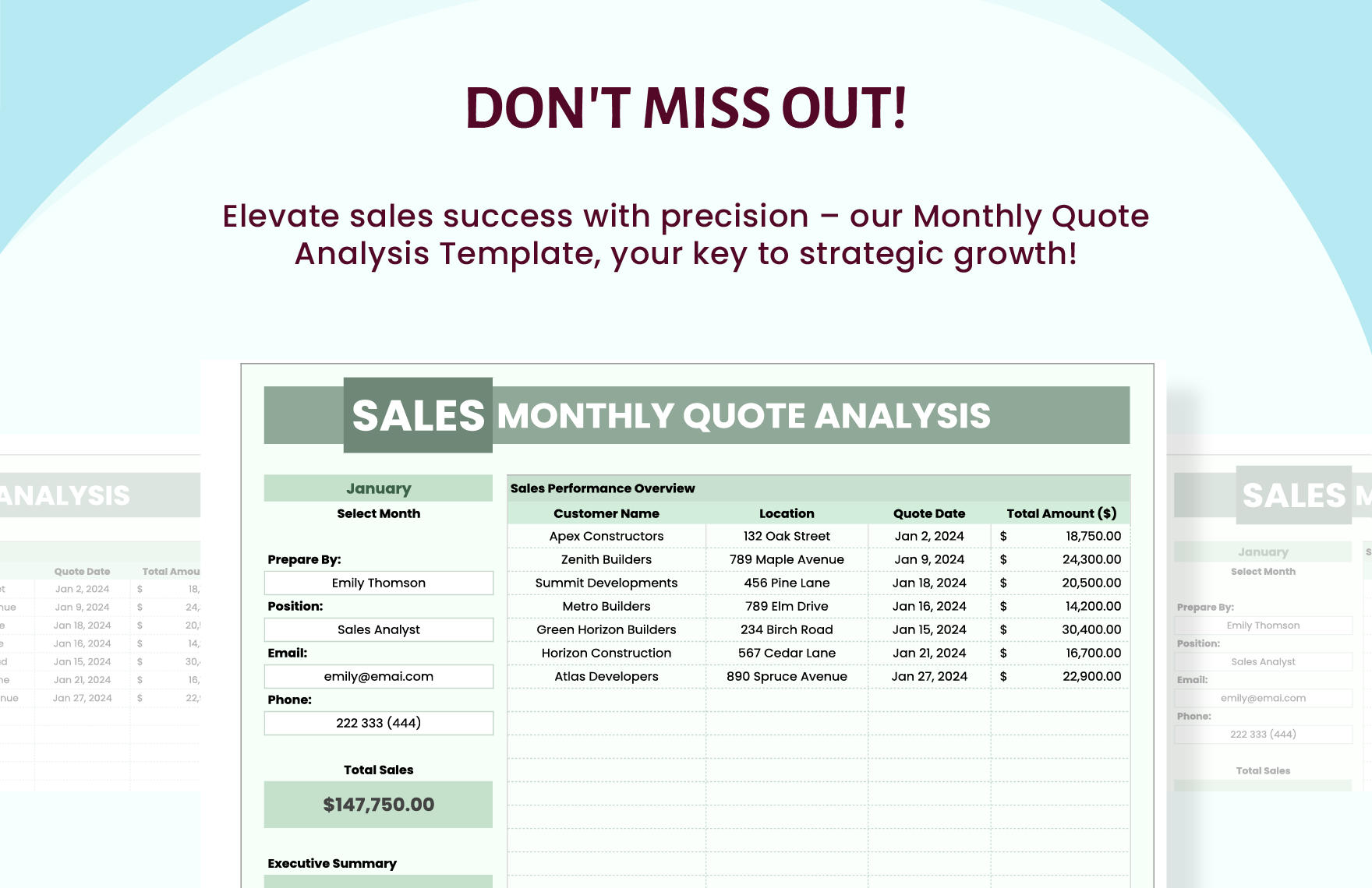 Sales Monthly Quote Analysis Template