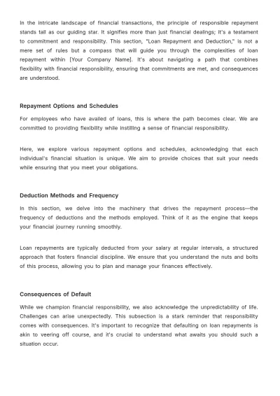 Free Employee Loan and Advance Policy Manual HR Template to Edit Online