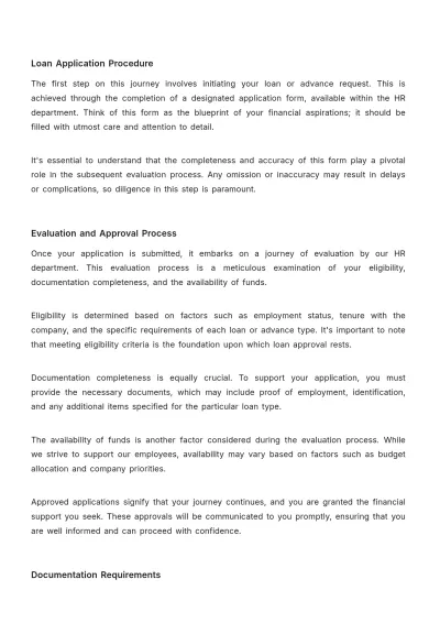 Free Employee Loan and Advance Policy Manual HR Template to Edit Online
