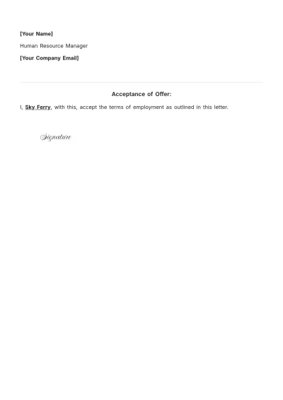 Free Conditional Job Offer Letter Template to Edit Online