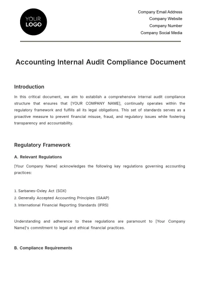 Free Accounting Internal Audit Compliance Document Template to Edit Online