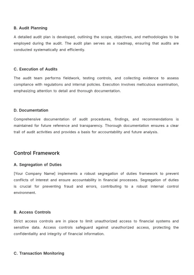 Free Accounting Internal Audit Compliance Document Template to Edit Online