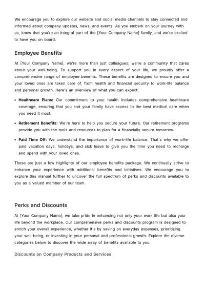 Free Employee Perks and Discounts Manual HR Template to Edit Online