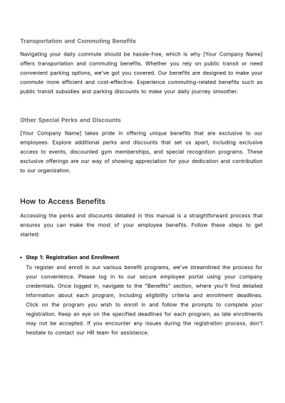 Free Employee Perks and Discounts Manual HR Template to Edit Online