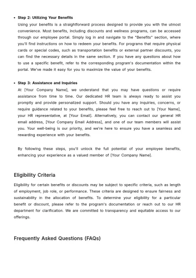 Free Employee Perks and Discounts Manual HR Template to Edit Online