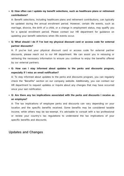 Free Employee Perks and Discounts Manual HR Template to Edit Online