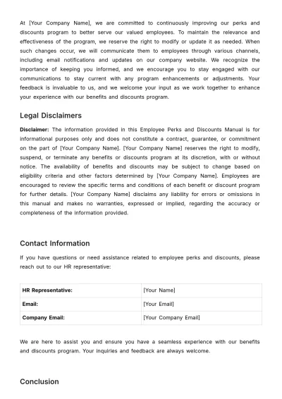Free Employee Perks and Discounts Manual HR Template to Edit Online