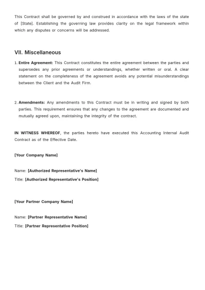Free Accounting Internal Audit Contract Template to Edit Online