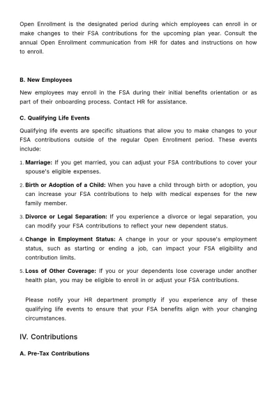 Free Flexible Spending Accounts (FSA) User Guide HR Template to Edit Online