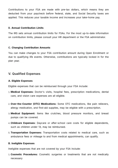 Free Flexible Spending Accounts (FSA) User Guide HR Template to Edit Online