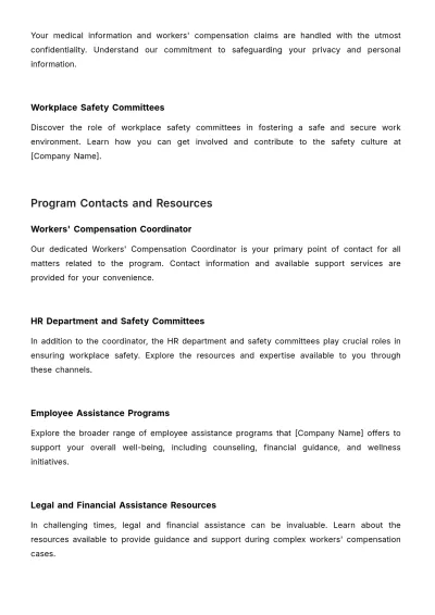 Free Workers' Compensation Program Handbook HR Template to Edit Online