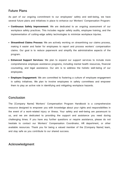 Free Workers' Compensation Program Handbook HR Template to Edit Online
