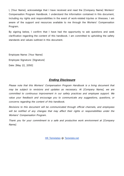 Free Workers' Compensation Program Handbook HR Template to Edit Online
