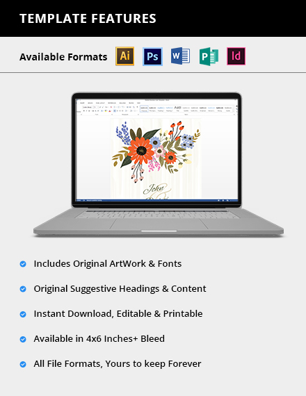 Free Small Flower Wedding Engagement Card Template to Edit Online