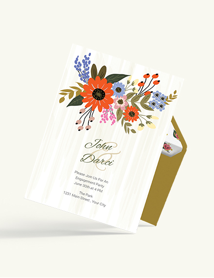 Free Small Flower Wedding Engagement Card Template to Edit Online