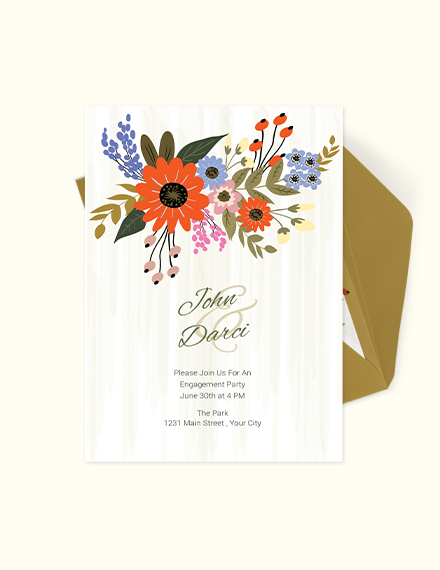 Free Small Flower Wedding Engagement Card Template to Edit Online
