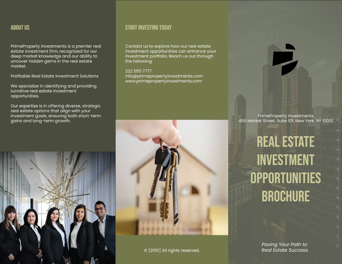 Real Estate Investment Opportunities Brochure Template - Edit Online & Download