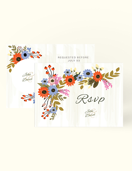 Free Small Flower Wedding RSVP Card Template to Edit Online