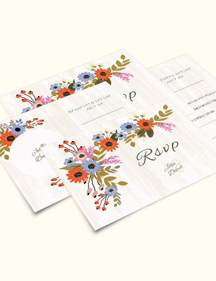 Free Small Flower Wedding RSVP Card Template to Edit Online