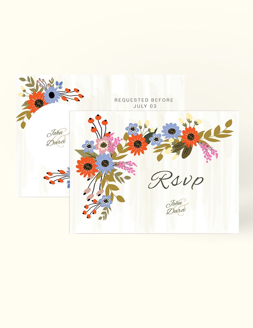 Small Flower Wedding RSVP Card Template