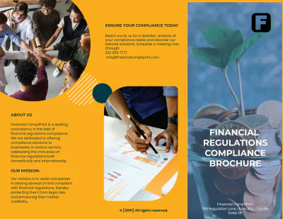 Free Financial Regulations Compliance Brochure Template to Edit Online